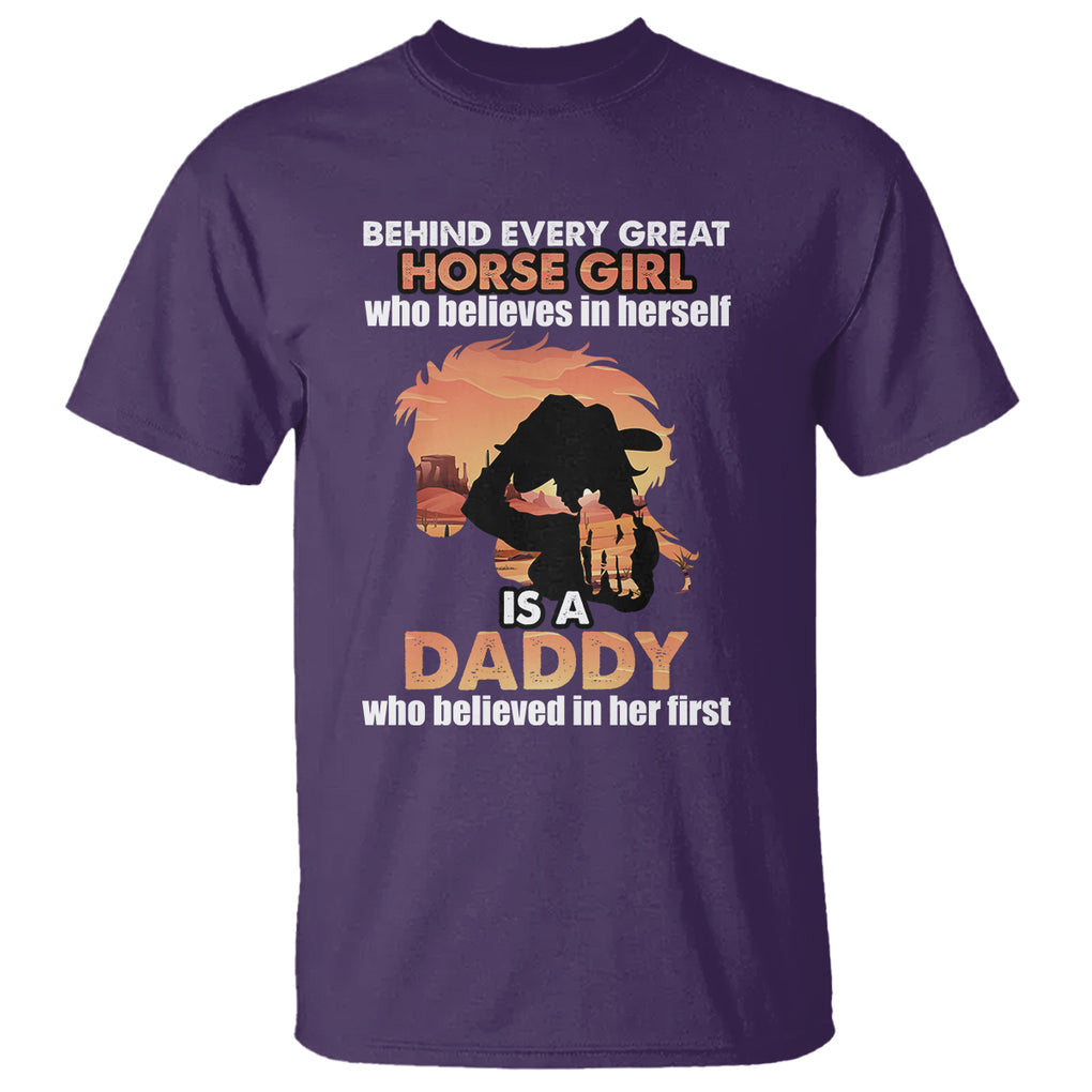 Horse Dad T Shirt Behind Every Great Horse Girl Who Believes is a Daddy TS02 Purple Printyourwear