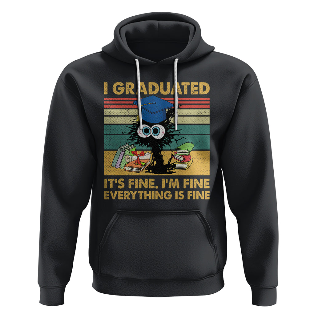 Last Day Of School Hoodie Black Cat It's Fine I'm Fine Everything TS02 Black Printyourwear