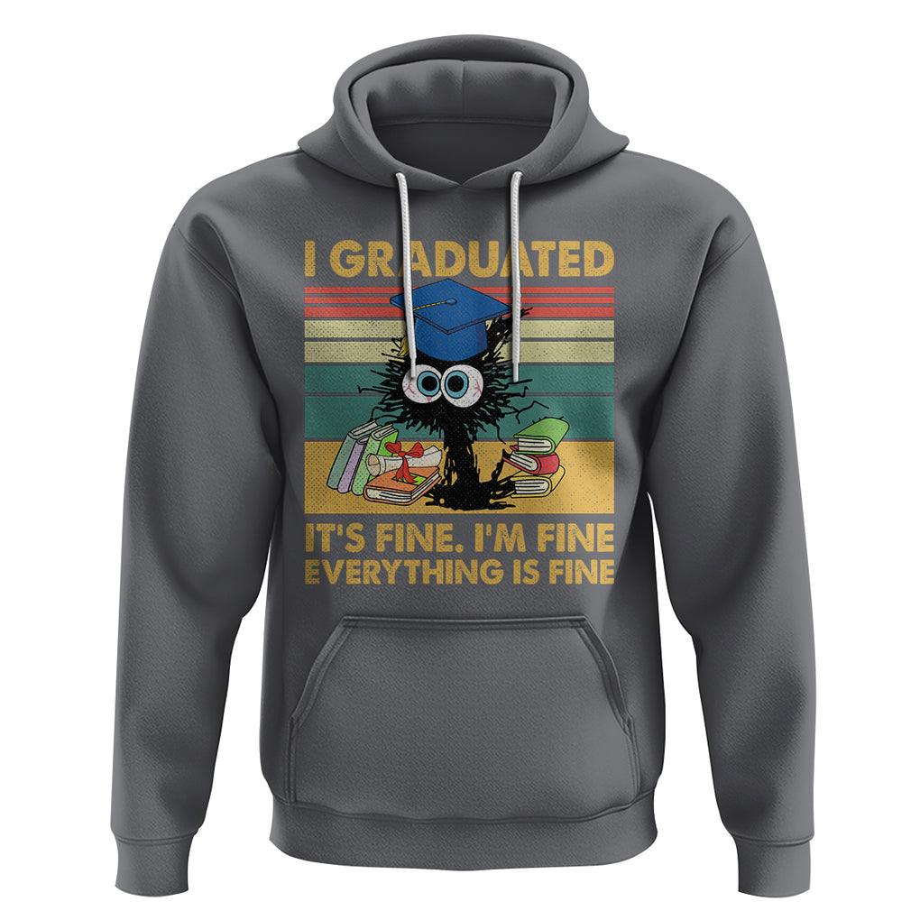 Last Day Of School Hoodie Black Cat It's Fine I'm Fine Everything TS02 Charcoal Printyourwear