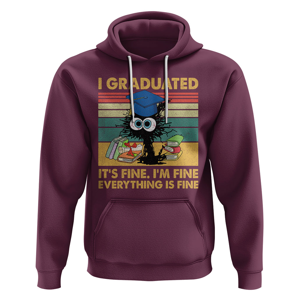 Last Day Of School Hoodie Black Cat It's Fine I'm Fine Everything TS02 Maroon Printyourwear