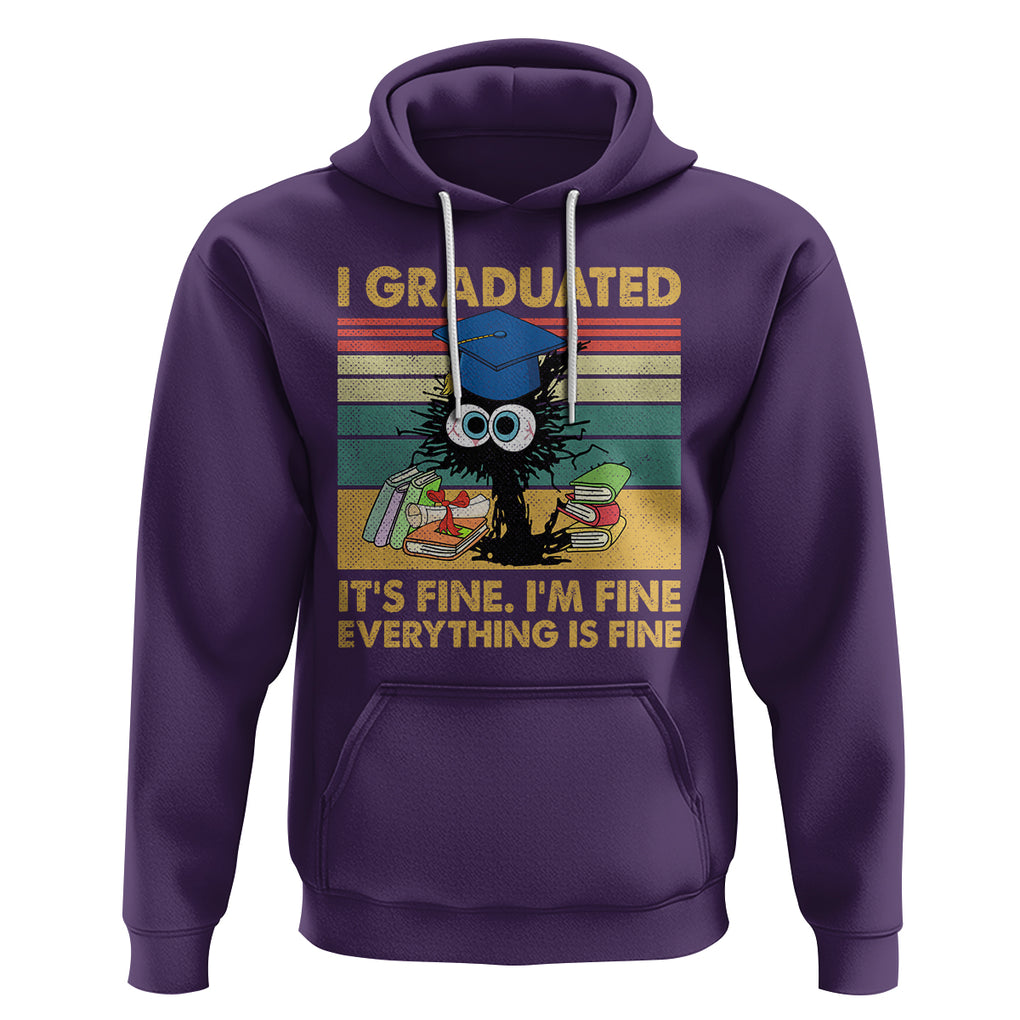 Last Day Of School Hoodie Black Cat It's Fine I'm Fine Everything TS02 Purple Printyourwear