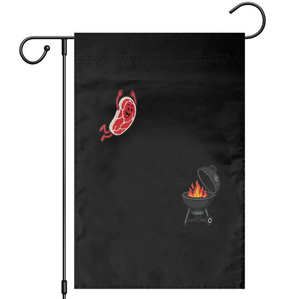 Humorous Diving Steak Charcoal Grill Graphic Garden Flag BBQ Grilling Pitmaster Cookout Funny Barbecue Master TS02 Black Print Your Wear