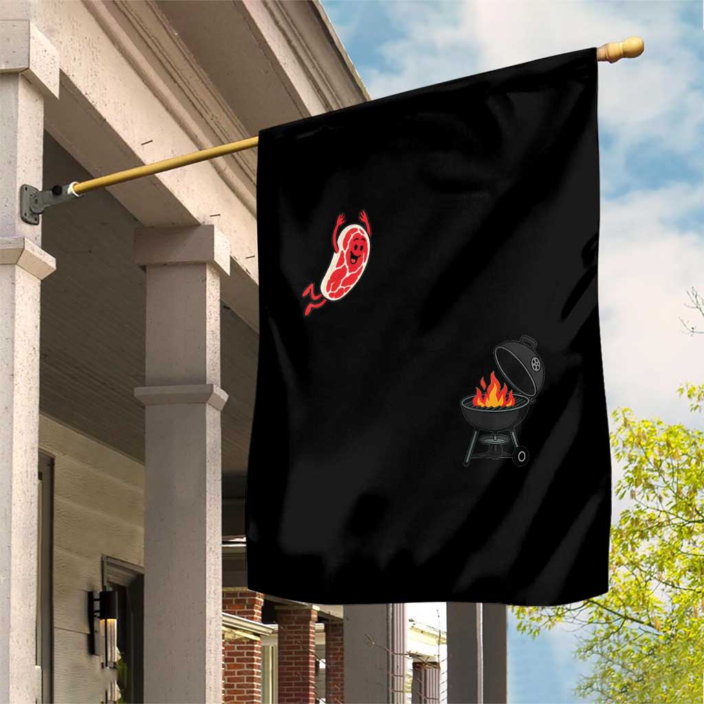 Humorous Diving Steak Charcoal Grill Graphic Garden Flag BBQ Grilling Pitmaster Cookout Funny Barbecue Master TS02 Print Your Wear