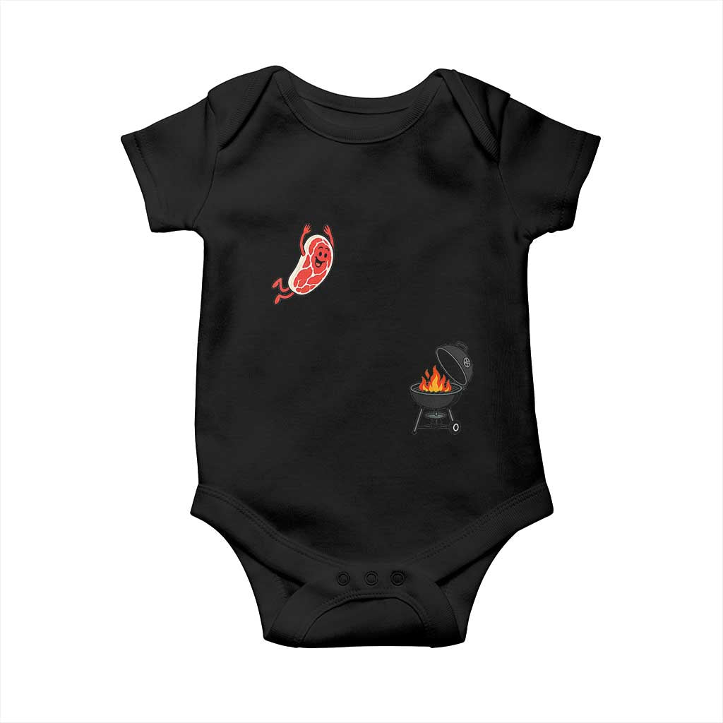 Humorous Diving Steak Charcoal Grill Graphic Baby Onesie BBQ Grilling Pitmaster Cookout Funny Barbecue Master TS02 Black Print Your Wear
