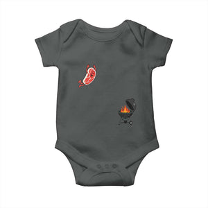 Humorous Diving Steak Charcoal Grill Graphic Baby Onesie BBQ Grilling Pitmaster Cookout Funny Barbecue Master TS02 Dark Heather Print Your Wear