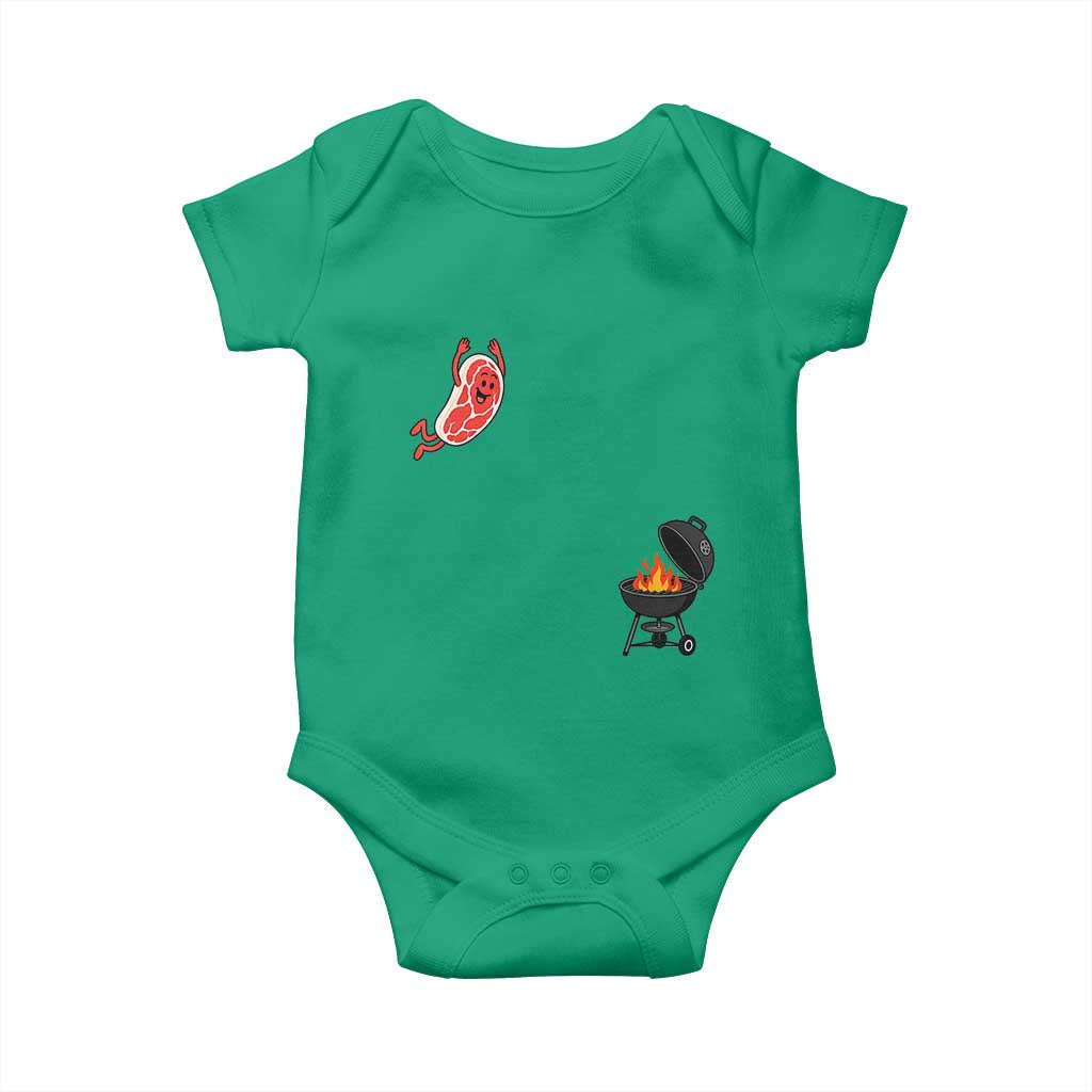 Humorous Diving Steak Charcoal Grill Graphic Baby Onesie BBQ Grilling Pitmaster Cookout Funny Barbecue Master TS02 Irish Green Print Your Wear