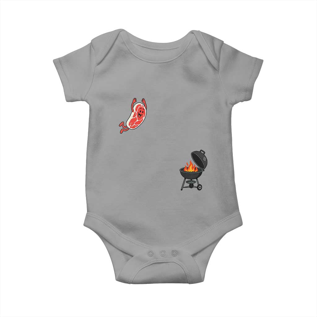 Humorous Diving Steak Charcoal Grill Graphic Baby Onesie BBQ Grilling Pitmaster Cookout Funny Barbecue Master TS02 Sport Gray Print Your Wear