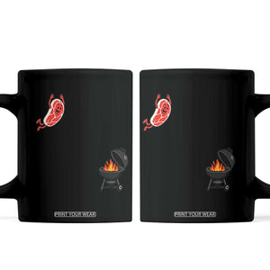 Humorous Diving Steak Charcoal Grill Graphic Coffee Mug BBQ Grilling Pitmaster Cookout Funny Barbecue Master TS02 Black Print Your Wear