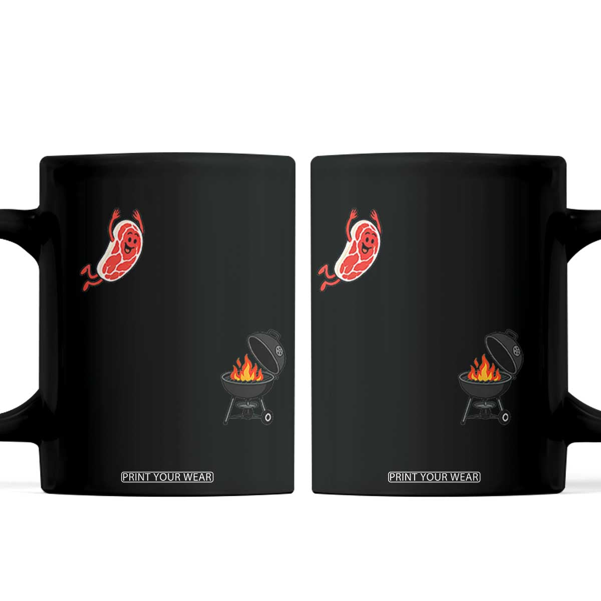 Humorous Diving Steak Charcoal Grill Graphic Coffee Mug BBQ Grilling Pitmaster Cookout Funny Barbecue Master