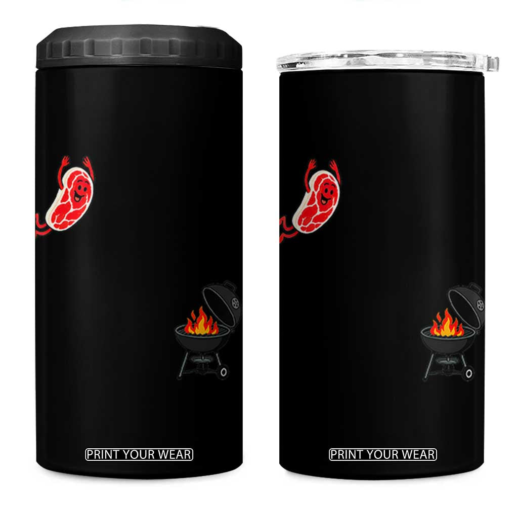 Humorous Diving Steak Charcoal Grill Graphic 4 in 1 Can Cooler Tumbler BBQ Grilling Pitmaster Cookout Funny Barbecue Master TS02 One Size: 16 oz Black Print Your Wear