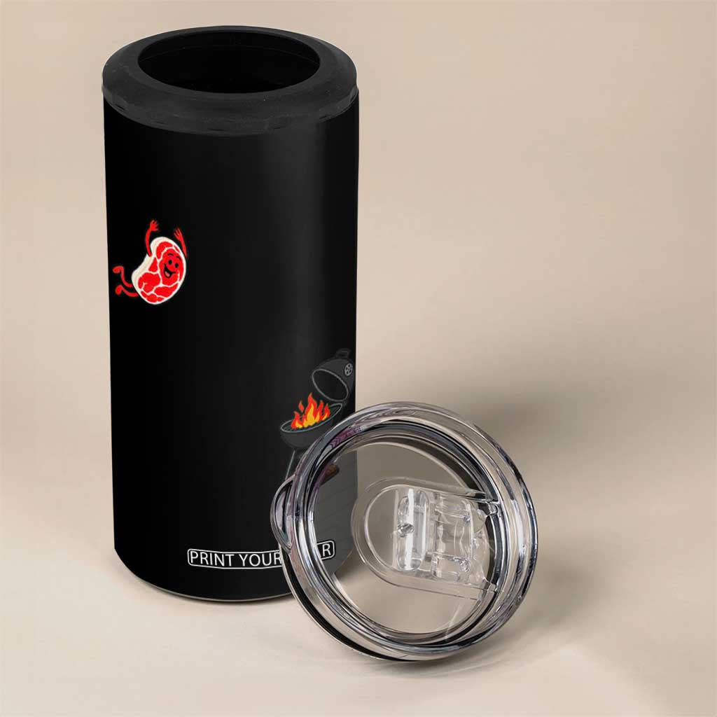 Humorous Diving Steak Charcoal Grill Graphic 4 in 1 Can Cooler Tumbler BBQ Grilling Pitmaster Cookout Funny Barbecue Master TS02 Print Your Wear