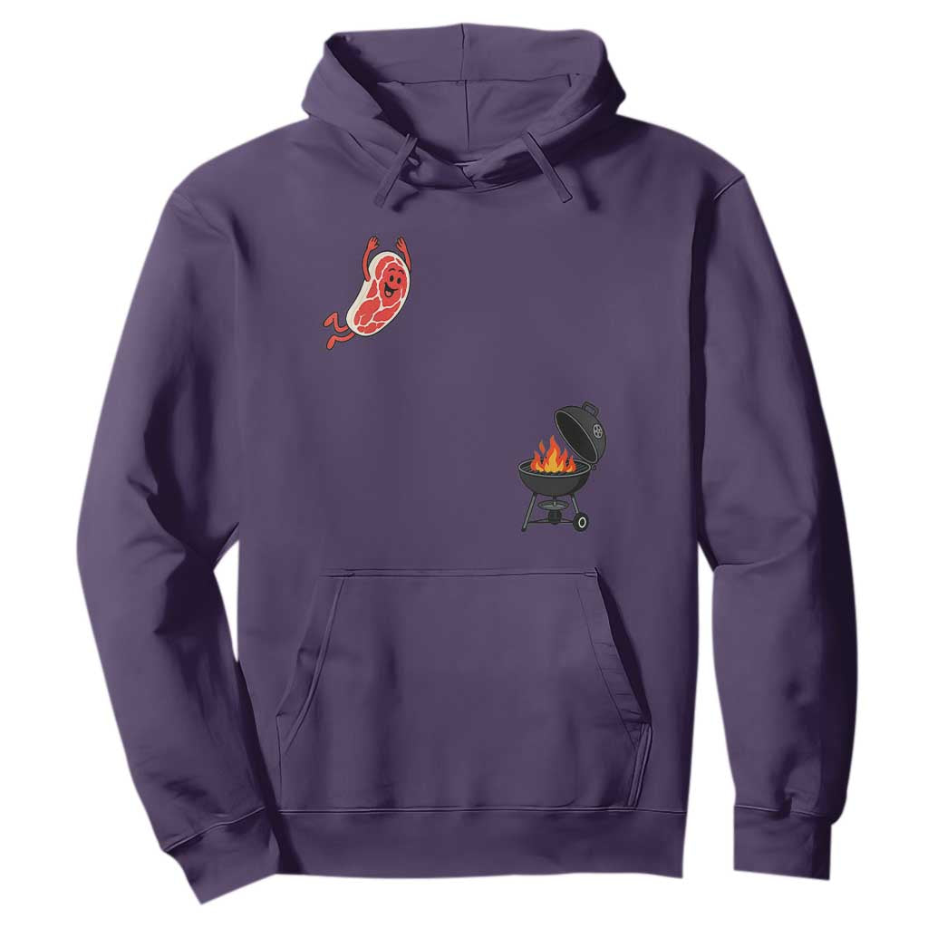 Humorous Diving Steak Charcoal Grill Graphic Hoodie BBQ Grilling Pitmaster Cookout Funny Barbecue Master TS02 Purple Print Your Wear