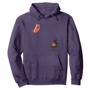 Humorous Diving Steak Charcoal Grill Graphic Hoodie BBQ Grilling Pitmaster Cookout Funny Barbecue Master TS02 Purple Print Your Wear