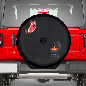 Humorous Diving Steak Charcoal Grill Graphic Spare Tire Cover BBQ Grilling Pitmaster Cookout Funny Barbecue Master TS02 Black Print Your Wear