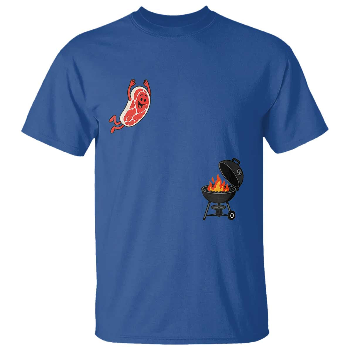 Humorous Diving Steak Charcoal Grill Graphic T Shirt BBQ Grilling Pitmaster Cookout Funny Barbecue Master TS02 Royal Blue Print Your Wear