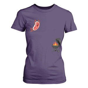 Humorous Diving Steak Charcoal Grill Graphic T Shirt For Women BBQ Grilling Pitmaster Cookout Funny Barbecue Master TS02 Purple Print Your Wear
