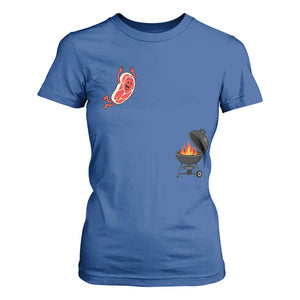 Humorous Diving Steak Charcoal Grill Graphic T Shirt For Women BBQ Grilling Pitmaster Cookout Funny Barbecue Master TS02 Royal Blue Print Your Wear