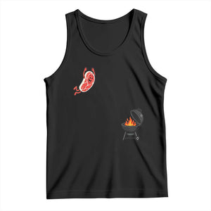 Humorous Diving Steak Charcoal Grill Graphic Tank Top BBQ Grilling Pitmaster Cookout Funny Barbecue Master