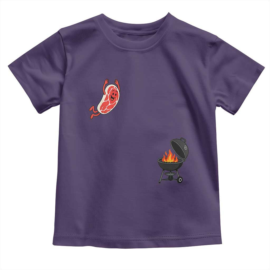 Humorous Diving Steak Charcoal Grill Graphic Toddler T Shirt BBQ Grilling Pitmaster Cookout Funny Barbecue Master TS02 Purple Print Your Wear