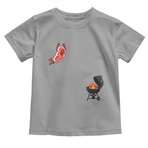 Humorous Diving Steak Charcoal Grill Graphic Toddler T Shirt BBQ Grilling Pitmaster Cookout Funny Barbecue Master TS02 Sport Gray Print Your Wear