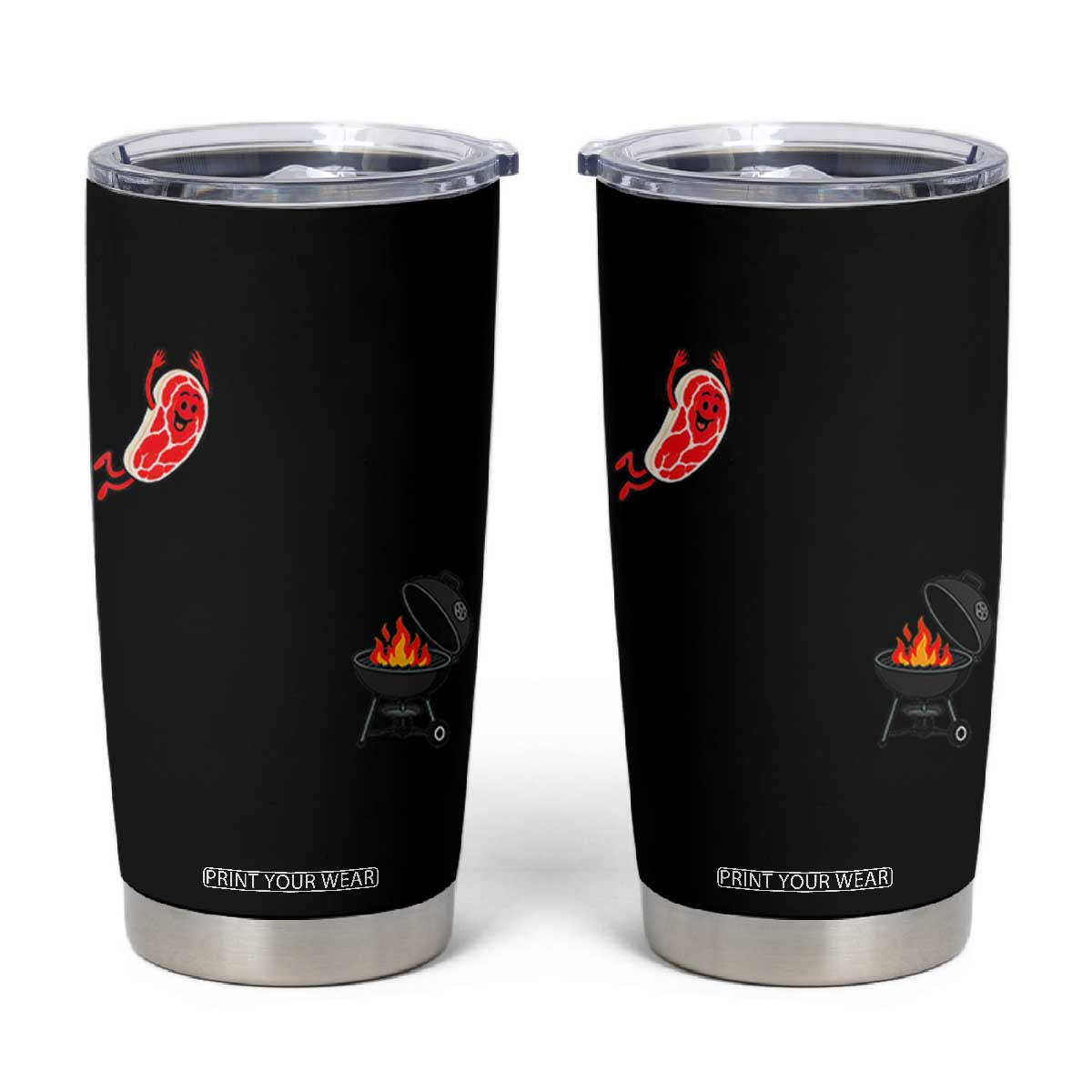 Humorous Diving Steak Charcoal Grill Graphic Tumbler Cup BBQ Grilling Pitmaster Cookout Funny Barbecue Master TS02 Black Print Your Wear