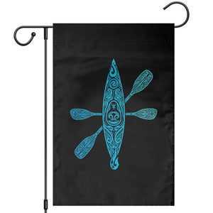 Polynesian Tribal Kayak Graphic Garden Flag Maori Pattern Water Sports Cyan Gradient Paddling TS02 Black Print Your Wear