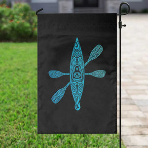 Polynesian Tribal Kayak Graphic Garden Flag Maori Pattern Water Sports Cyan Gradient Paddling TS02 Print Your Wear