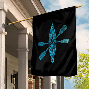 Polynesian Tribal Kayak Graphic Garden Flag Maori Pattern Water Sports Cyan Gradient Paddling TS02 Print Your Wear