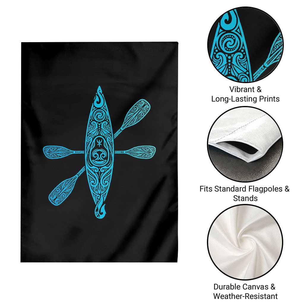 Polynesian Tribal Kayak Graphic Garden Flag Maori Pattern Water Sports Cyan Gradient Paddling TS02 Print Your Wear