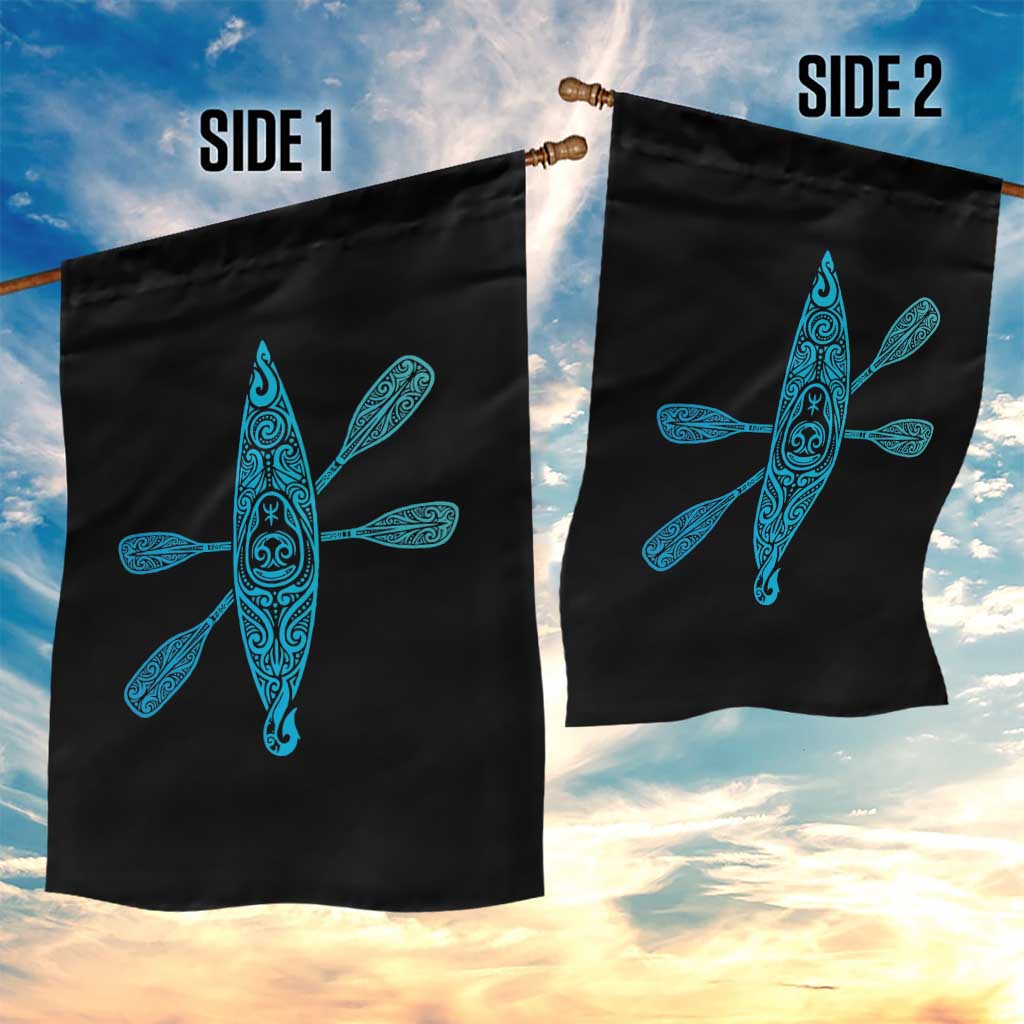 Polynesian Tribal Kayak Graphic Garden Flag Maori Pattern Water Sports Cyan Gradient Paddling TS02 Print Your Wear