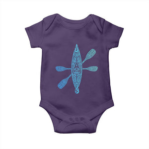 Polynesian Tribal Kayak Graphic Baby Onesie Maori Pattern Water Sports Cyan Gradient Paddling TS02 Purple Print Your Wear