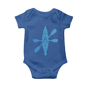Polynesian Tribal Kayak Graphic Baby Onesie Maori Pattern Water Sports Cyan Gradient Paddling TS02 Royal Blue Print Your Wear
