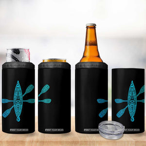 Polynesian Tribal Kayak Graphic 4 in 1 Can Cooler Tumbler Maori Pattern Water Sports Cyan Gradient Paddling TS02 Print Your Wear