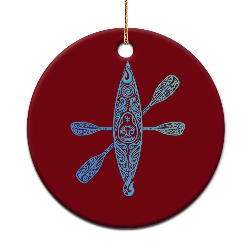 Polynesian Tribal Kayak Graphic Ceramic Ornament Maori Pattern Water Sports Cyan Gradient Paddling TS02 1pc Red Print Your Wear