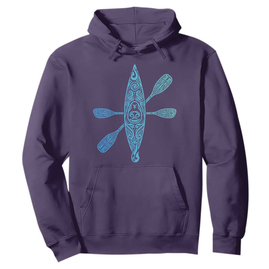 Polynesian Tribal Kayak Graphic Hoodie Maori Pattern Water Sports Cyan Gradient Paddling TS02 Purple Print Your Wear