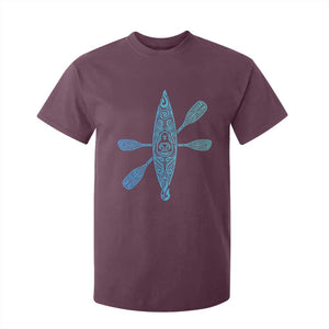 Polynesian Tribal Kayak Graphic T Shirt For Kid Maori Pattern Water Sports Cyan Gradient Paddling TS02 Maroon Print Your Wear
