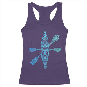 Polynesian Tribal Kayak Graphic Racerback Tank Top Maori Pattern Water Sports Cyan Gradient Paddling TS02 Purple Print Your Wear