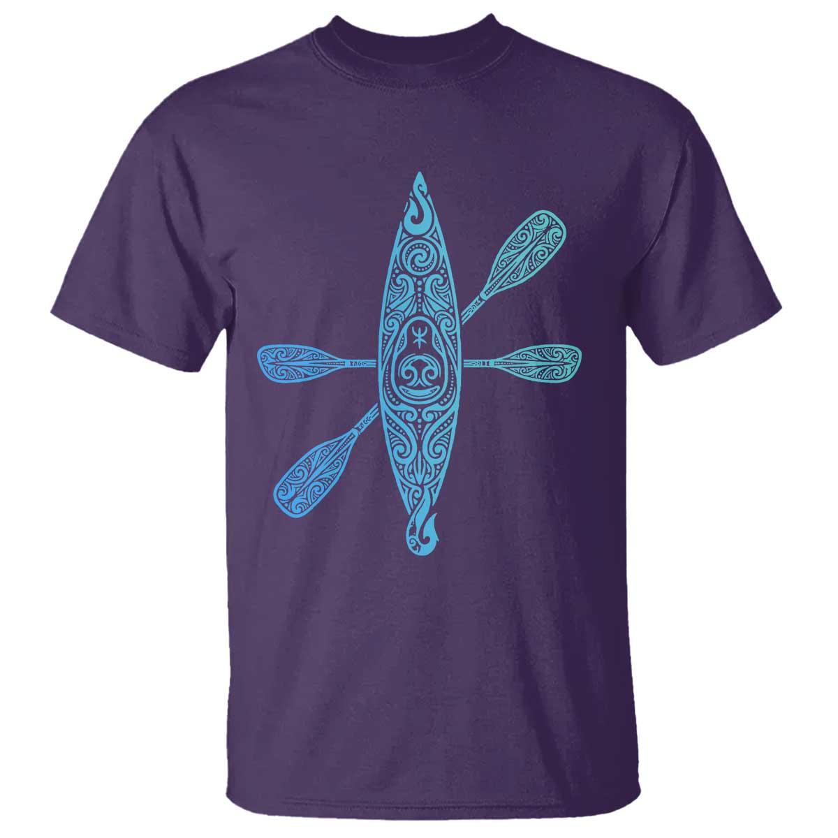 Polynesian Tribal Kayak Graphic T Shirt Maori Pattern Water Sports Cyan Gradient Paddling TS02 Purple Print Your Wear