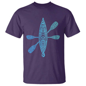 Polynesian Tribal Kayak Graphic T Shirt Maori Pattern Water Sports Cyan Gradient Paddling TS02 Purple Print Your Wear