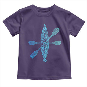 Polynesian Tribal Kayak Graphic Toddler T Shirt Maori Pattern Water Sports Cyan Gradient Paddling TS02 Purple Print Your Wear