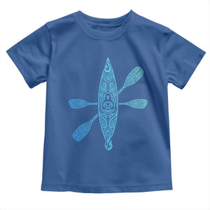 Polynesian Tribal Kayak Graphic Toddler T Shirt Maori Pattern Water Sports Cyan Gradient Paddling TS02 Royal Blue Print Your Wear