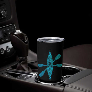 Polynesian Tribal Kayak Graphic Tumbler Cup Maori Pattern Water Sports Cyan Gradient Paddling TS02 Print Your Wear