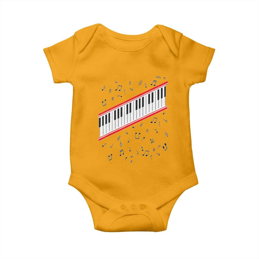 Piano Keyboard Graphic Baby Onesie Musical Notes Alignment Pianist
