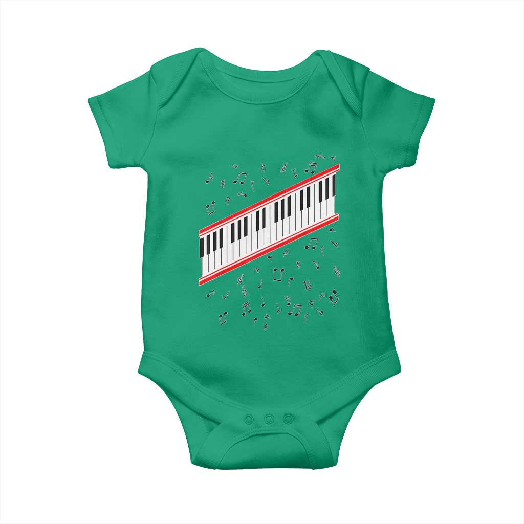 Piano Keyboard Graphic Baby Onesie Musical Notes Alignment Pianist