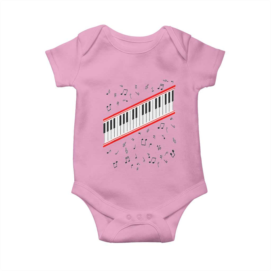 Piano Keyboard Graphic Baby Onesie Musical Notes Alignment Pianist