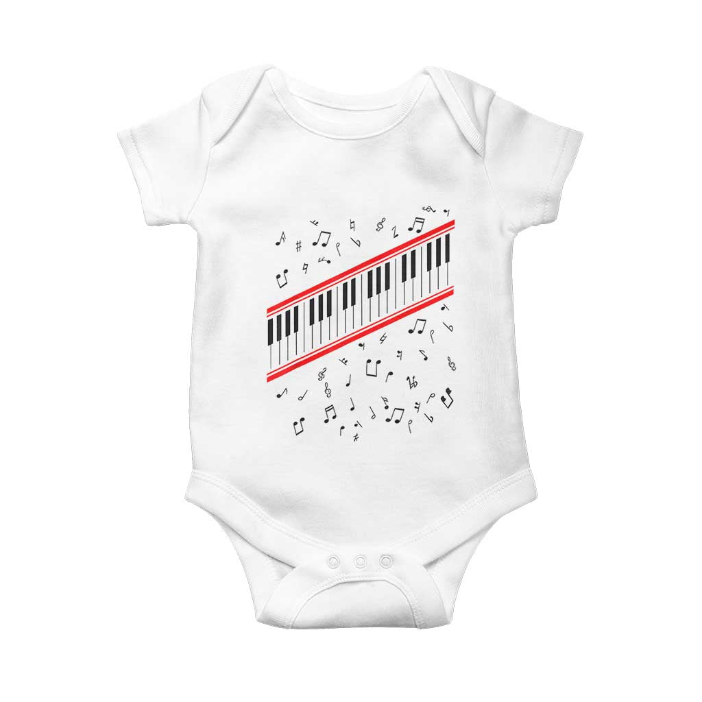 Piano Keyboard Graphic Baby Onesie Musical Notes Alignment Pianist