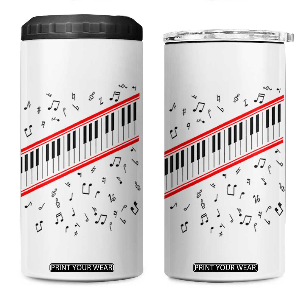 Piano Keyboard Graphic 4 in 1 Can Cooler Tumbler Musical Notes Alignment Pianist TS02 One Size: 16 oz White Print Your Wear