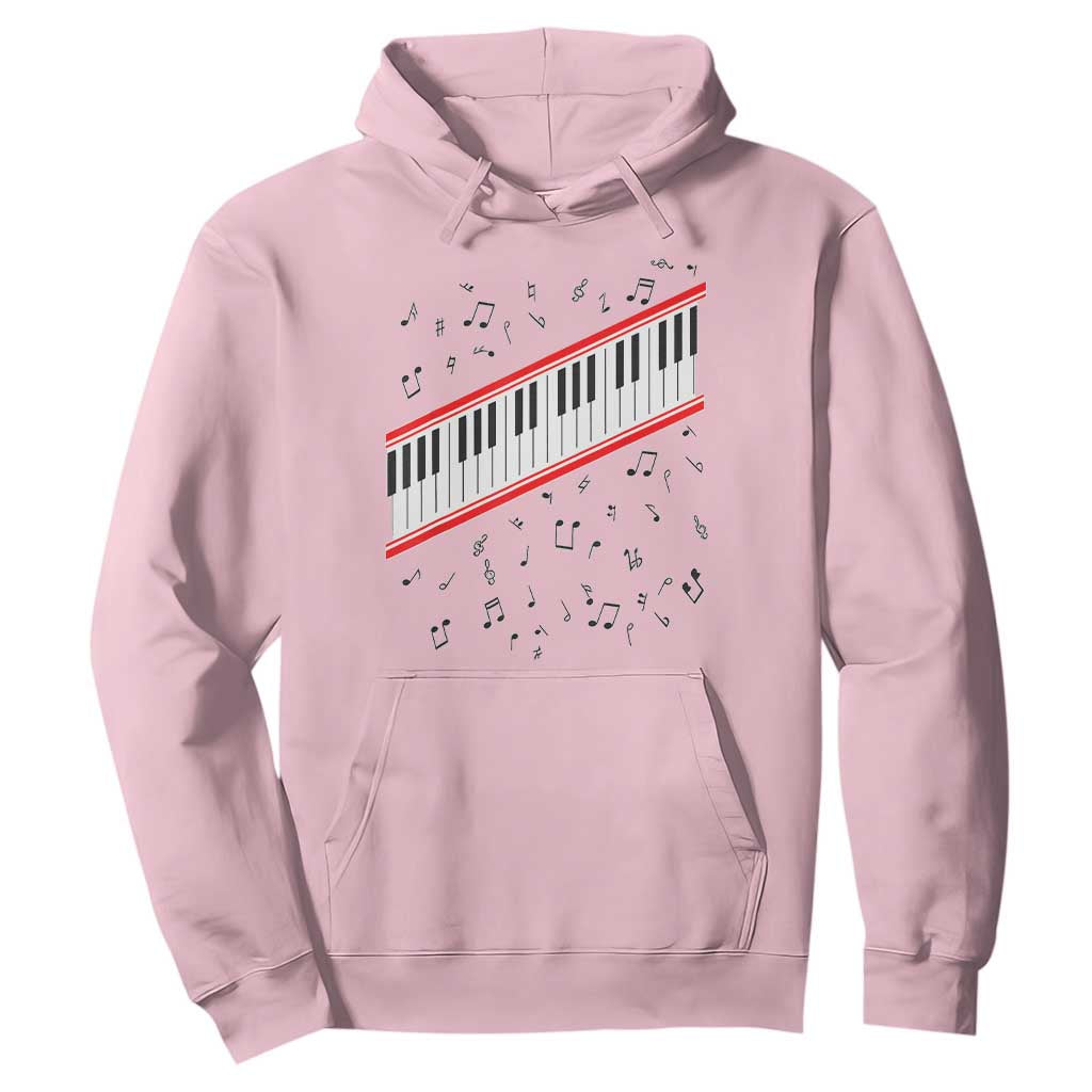 Piano Keyboard Graphic Hoodie Musical Notes Alignment Pianist TS02 Light Pink Print Your Wear