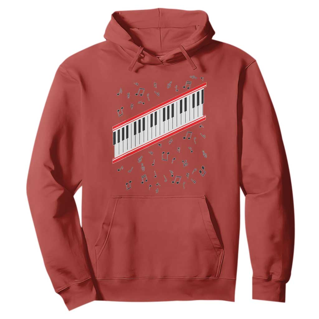 Piano Keyboard Graphic Hoodie Musical Notes Alignment Pianist TS02 Red Print Your Wear