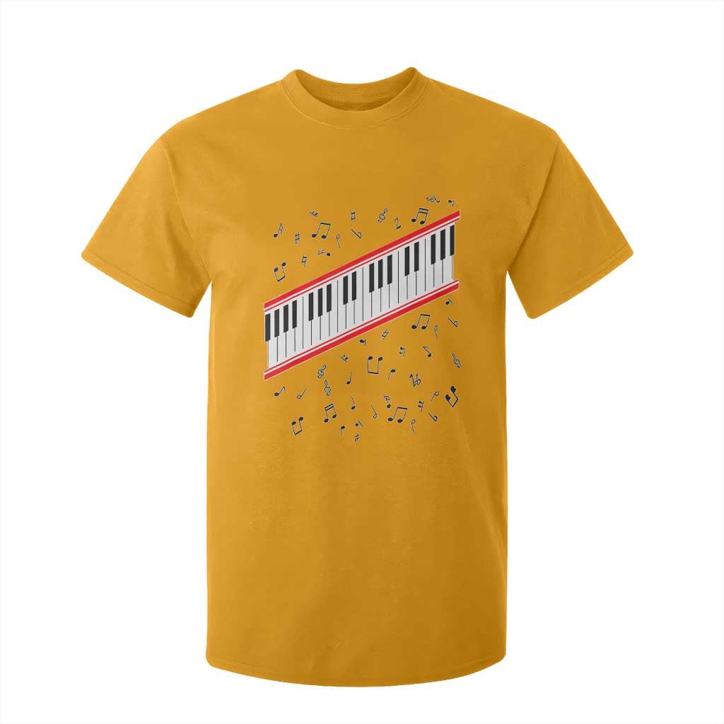 Piano Keyboard Graphic T Shirt For Kid Musical Notes Alignment Pianist TS02 Gold Print Your Wear
